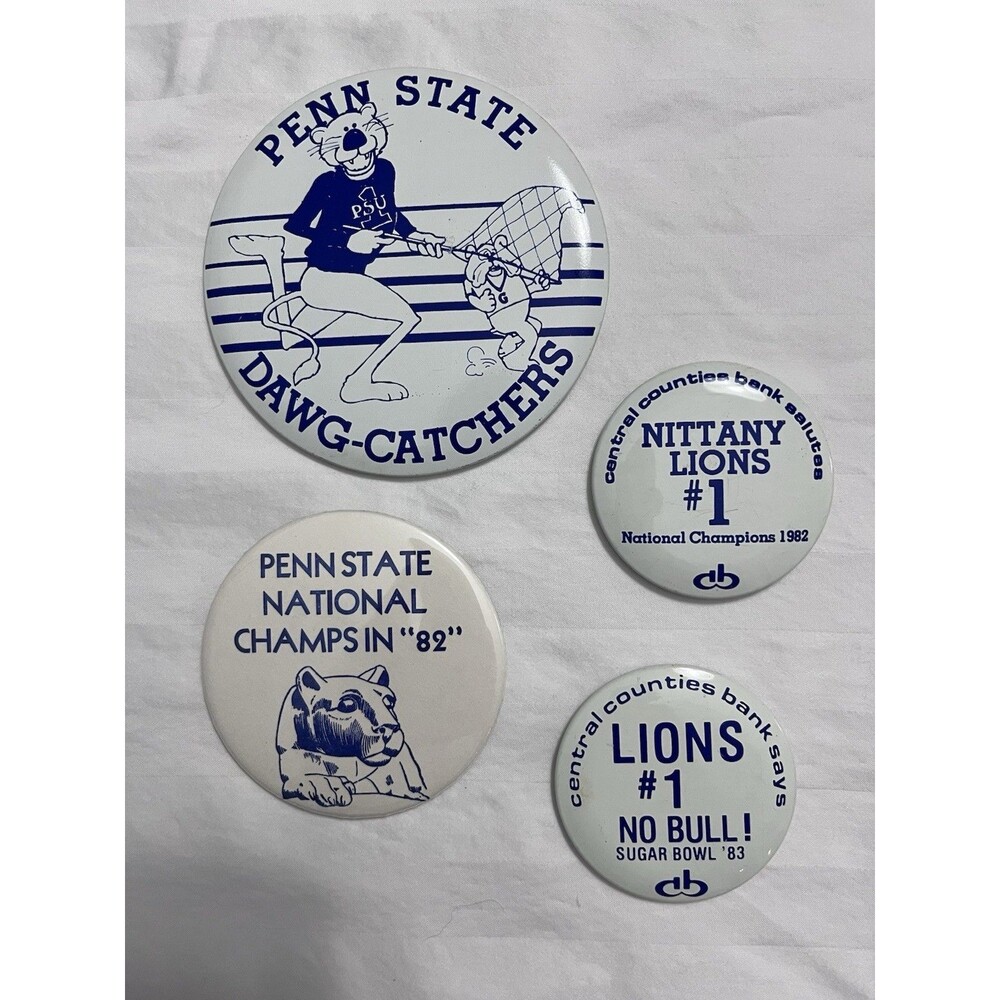 Vtg 1982 Penn State Nittany Lions National Champions Football Pin Button Lot 4